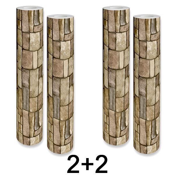 2x 1+1 ΔΩΡΕΑΝ Αυτοκόλλητο 3D Πάνελ Τοίχου με Όψη Τούβλου | WALLCORWRAP